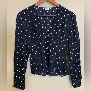 Wilfred Black and‎ White Polka Dot Blouse Size XS